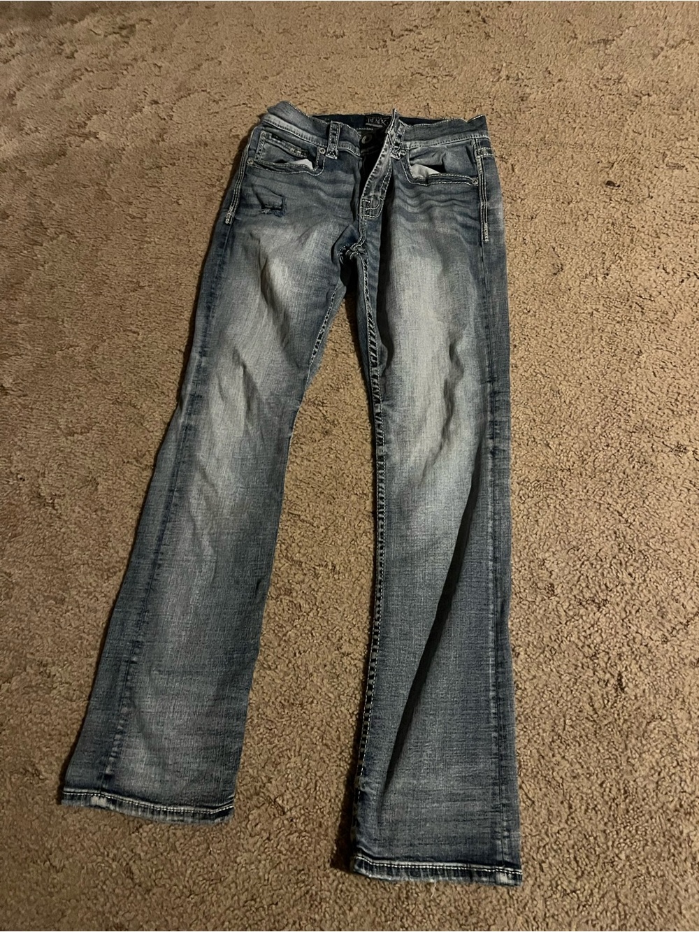BKE Men's Faded Blue Bootcut Jeans